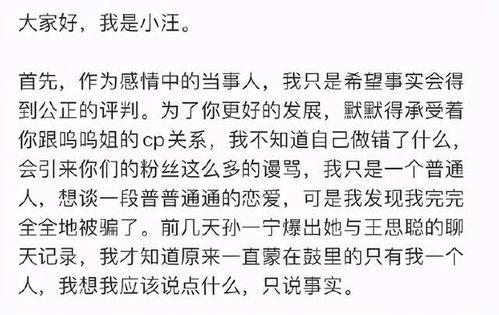 孙一宁前任发文爆料新闻,独家爆料背后的真相与内幕 第3张 孙一宁前任发文爆料新闻,独家爆料背后的真相与内幕 第3张
